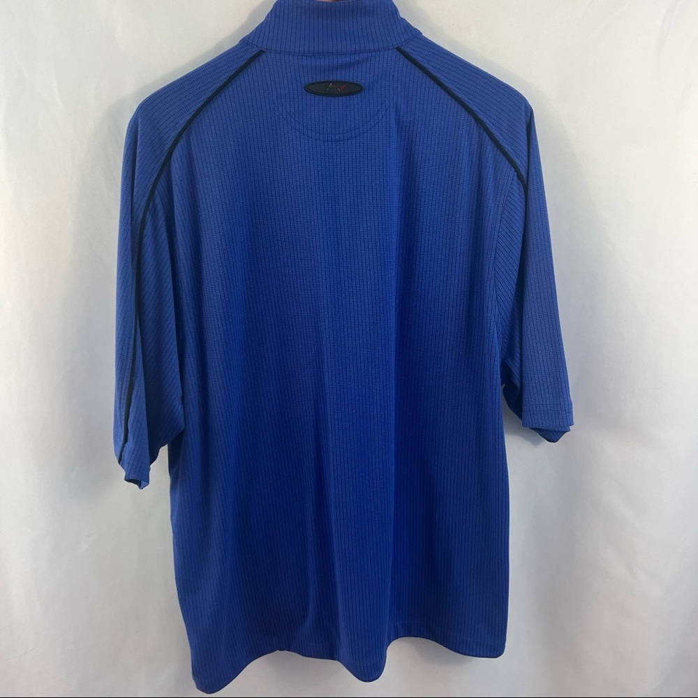 Greg Norman Golf Shirt Mock Neck Quarter 1/4 Zip Men's Blue Short Sleeve Pockets - Picture 4 of 6